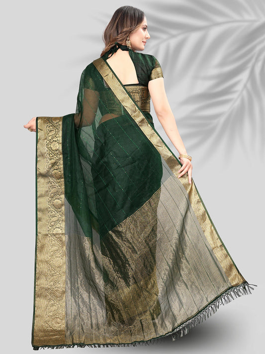 Kalini Woven Design Zari Organza Banarasi Saree | Swadesiicart