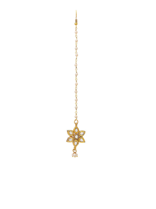 Ruby Raang Gold Flower Kundan Maang Tikka | Swadesiicart