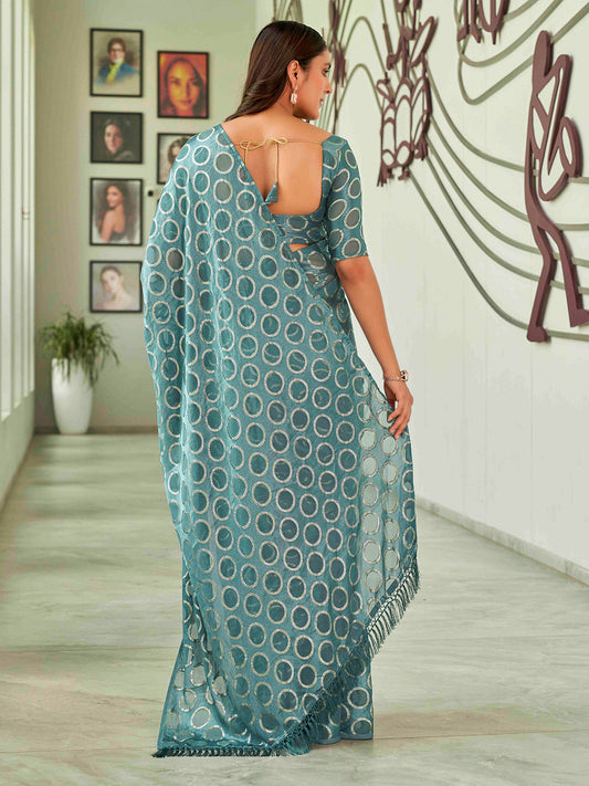 Tikhi Imli Geometric Woven Design Saree | Swadesiicart