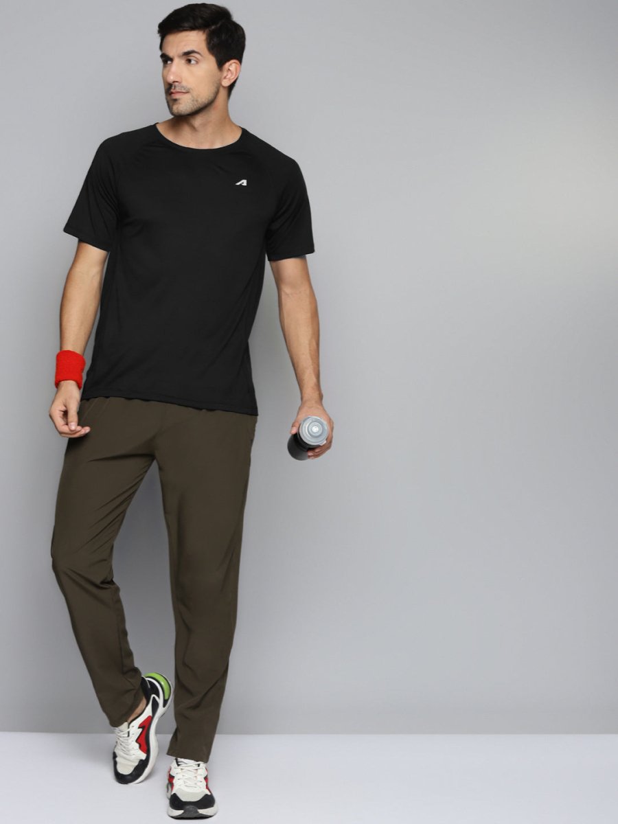 Alcis Men Black Slim Fit Running T-shirt | Swadesiicart
