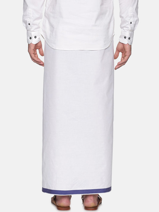 Sethukrishna Mens White Solid Readymade Cotton Dhoti | Swadesiicart