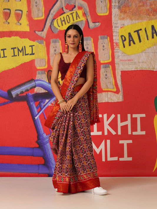 Tikhi Imli Ethnic Motifs Printed Cotton Ready to Wear Saree | Swadesiicart