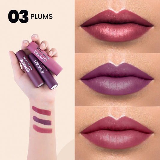 MARS Cosmetics Matte Lipsticks Box - 03 Plums - Swadesiicart
