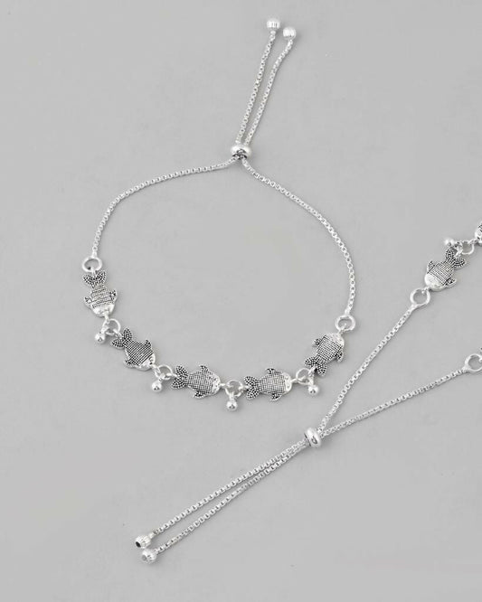 VOJ Set of 2 Traditional Fish Shapped Designer Anklet - Swadesiicart