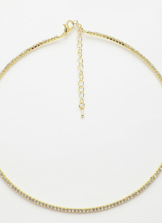 NVR Women's Gold-Toned CZ-Studded Choker Necklace | Swadesiicart