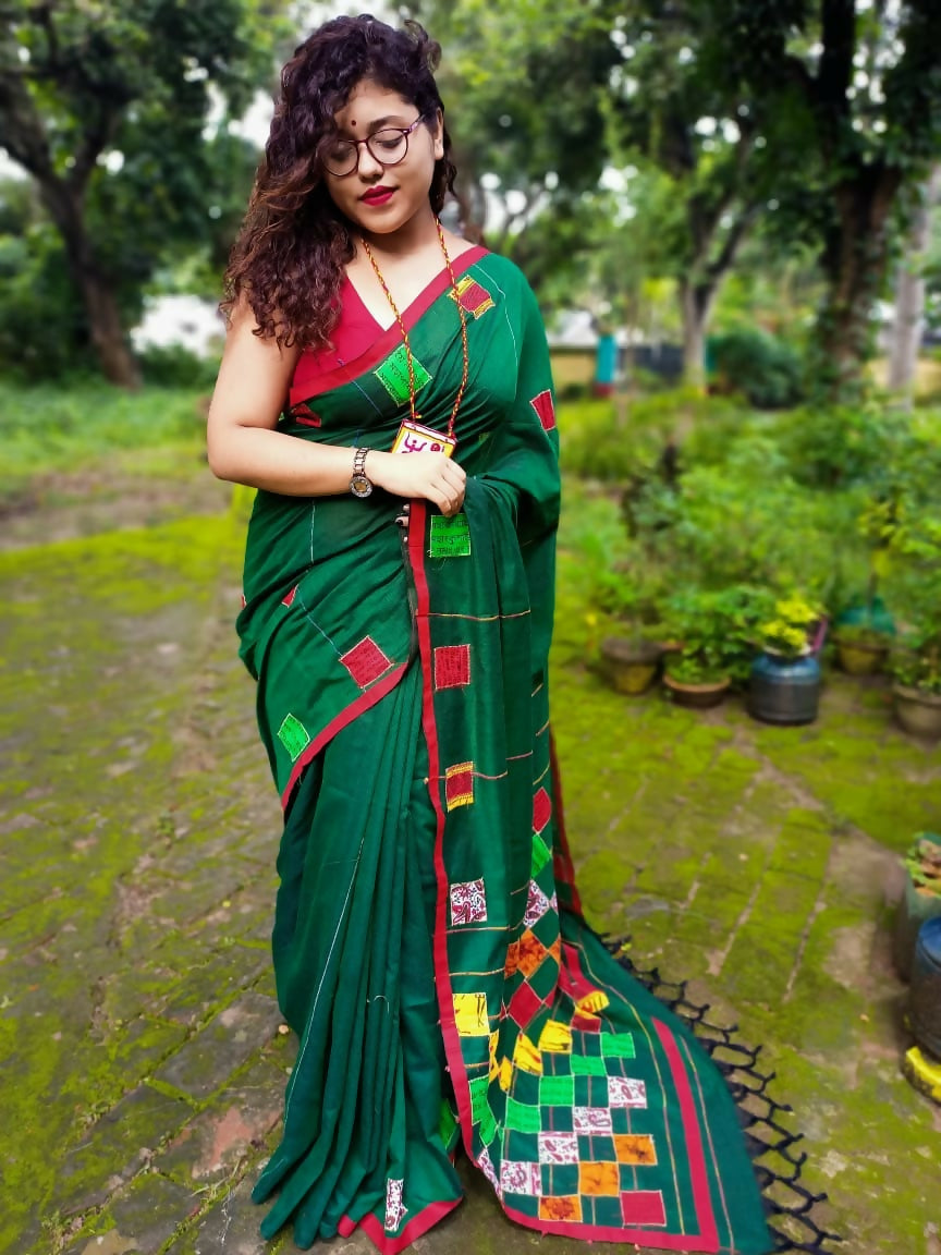 Exclusive Collection Multy Beautiful Cotton Applique Work Saree - Swadesiicart