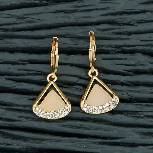 Joban Fashion Women Brass Golden White Ad Earrings - Swadesiicart