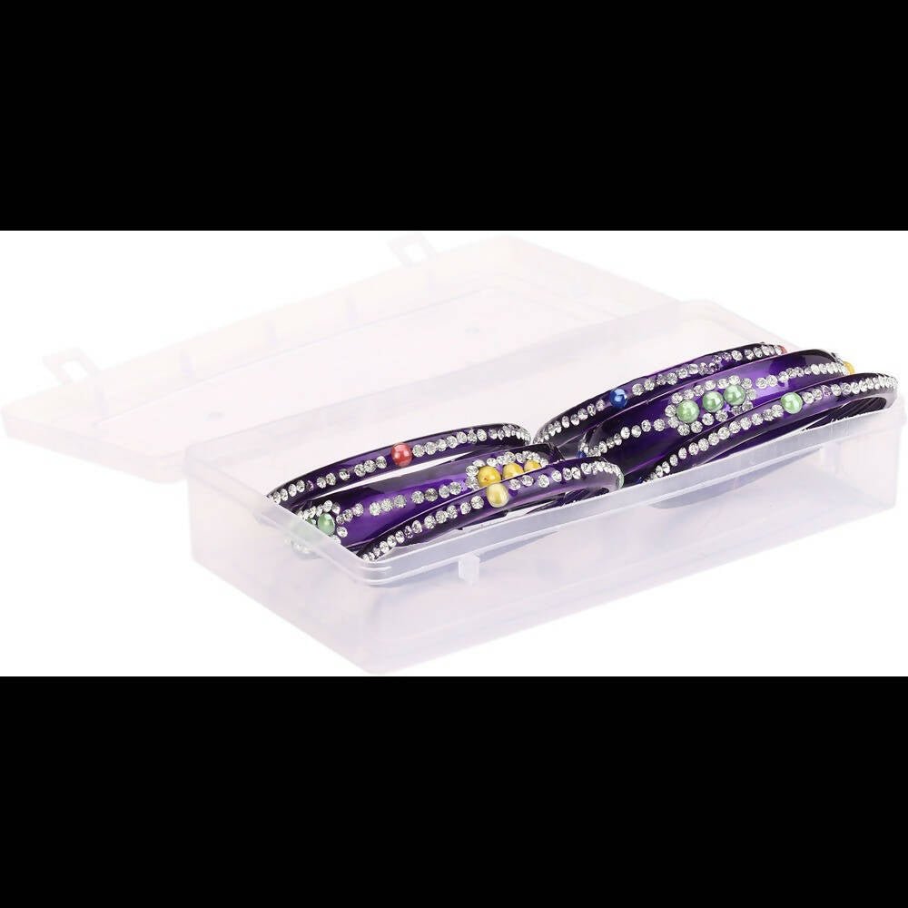 Afast Bridal Wedding & Party Fashionable Colorful Glass Bangle/Kada Set, Pack Of 12 - Blue, Maroon - Swadesiicart
