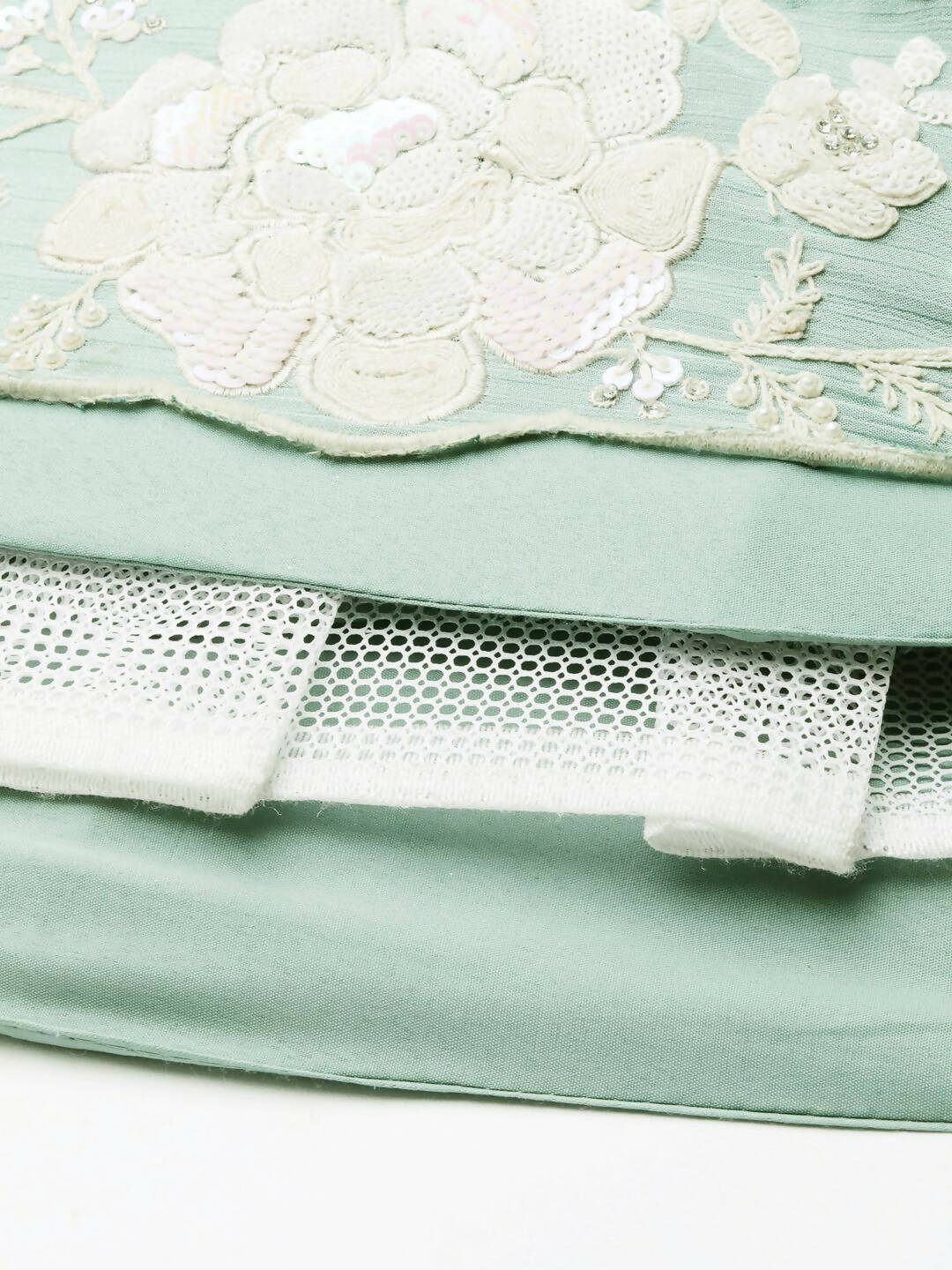 House of Panchhi Sea Green Chinon Sequins and Zarkan embroidery Lehenga choli & Dupatta | Swadesiicart