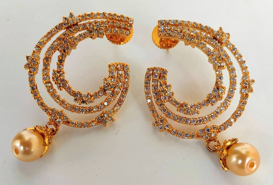 White AD Designer Stone Earrings - Mokshi Collections