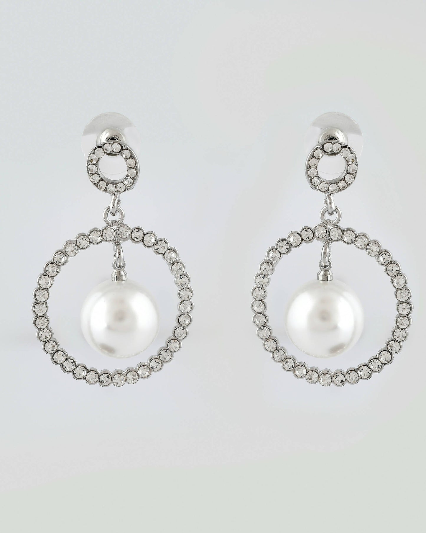 VOJ Women Sliver-Plated Pearl Stainless Steel Circular Studs Earrings - Swadesiicart