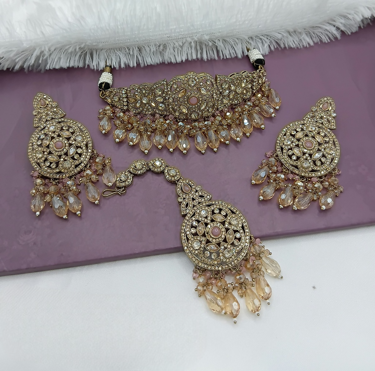 Joban Fashion Peach Alloy Choker Set | Swadesiicart