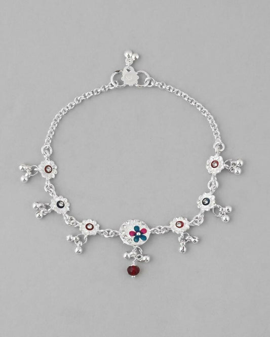 VOJ Set of 2 Stone Studded Circular Shaped Traditional Anklet - Swadesiicart