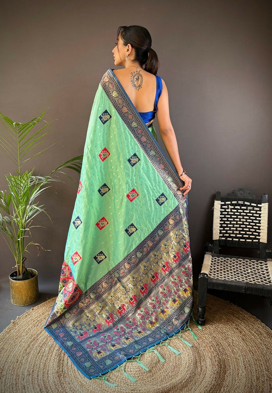 Joban Fashion Royal Blue Small Butti Banarasi Silk Sarees | Swadesiicart