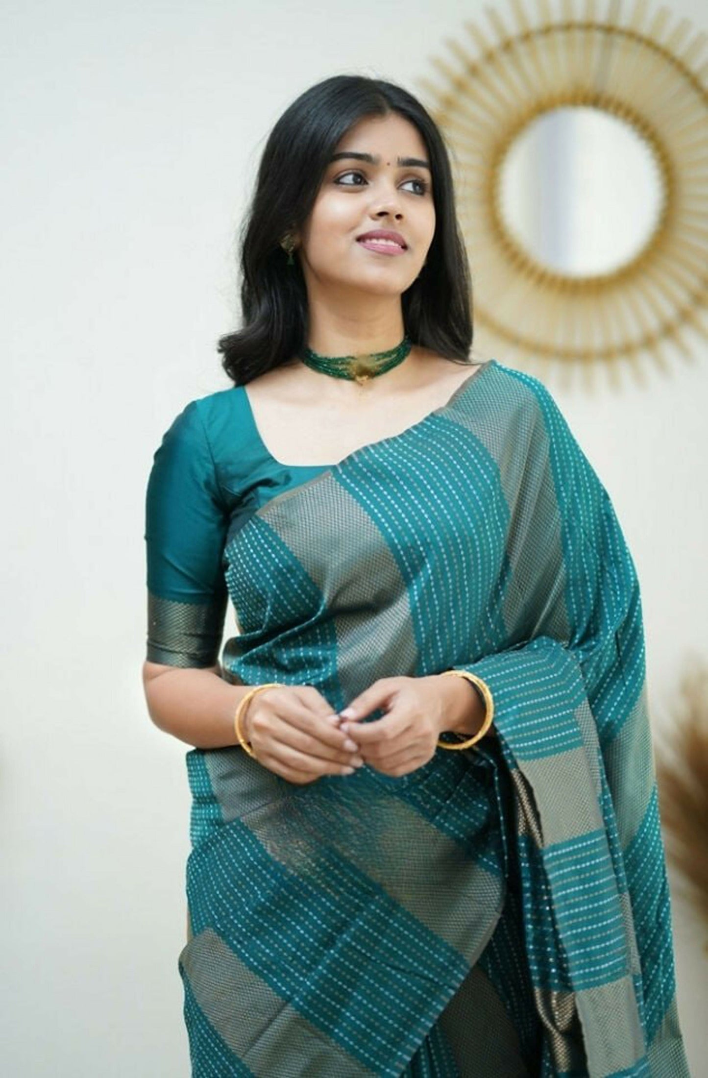 Partywear Designer Morpich Banarasi Silk Fancy Saree - Starwalk | Swadesiicart