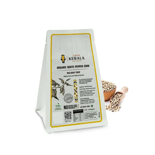 LocoKerala Malabar Tiger Organic White Pepper Corn - LocoKerala