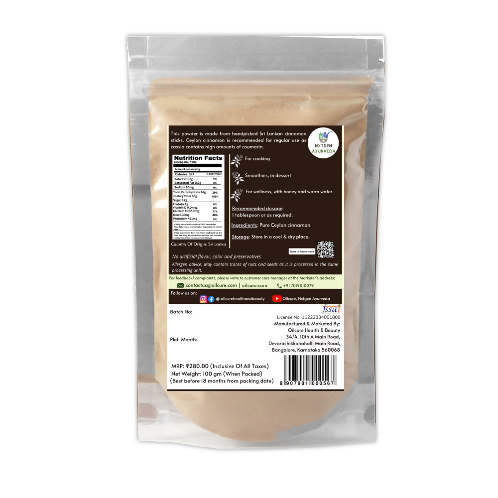 Nxtgen Ayurveda Ceylon Cinnamon Powder - Swadesiicart