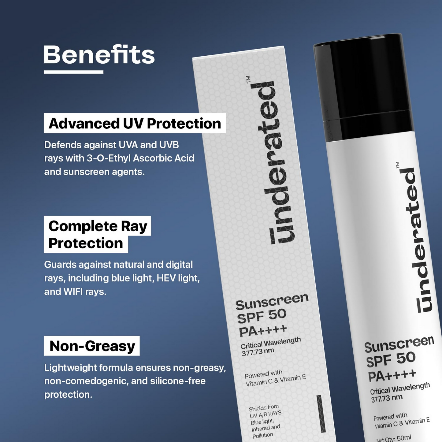 Underated Sunscreen SPF 50 PA++++ - Swadesiicart