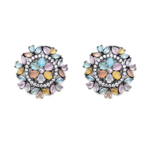 Blush Flower Stone Studs- Ruby Raang | Swadesiicart