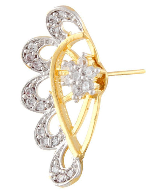 Gold-Polished Alloy American Diamond Small Earrcuff - The Pari
