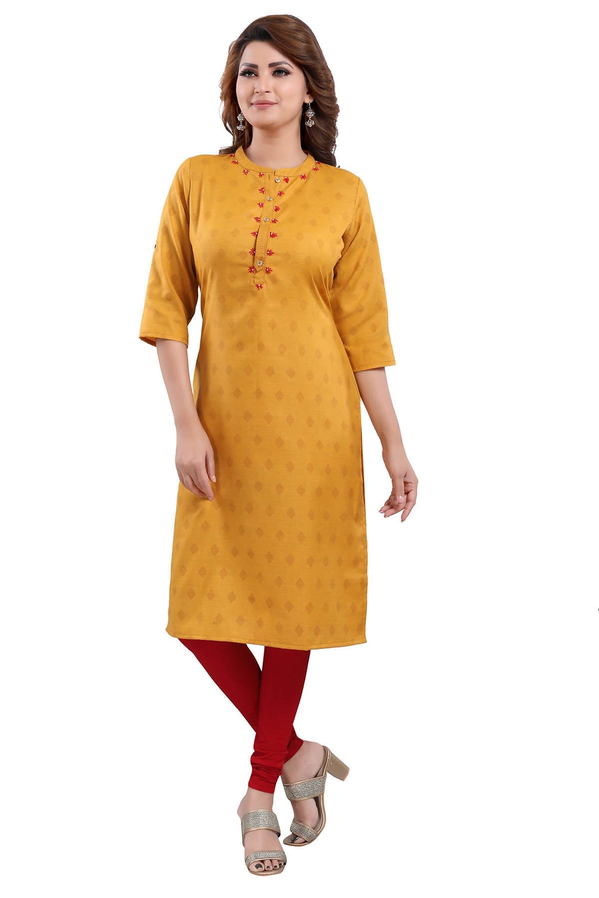 Snehal Creations Mustard Casual Cotton Printed Ladies Kurti - Swadesiicart