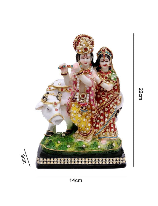 Buji Craft Radha Krishna Cow Idol - Swadesiicart