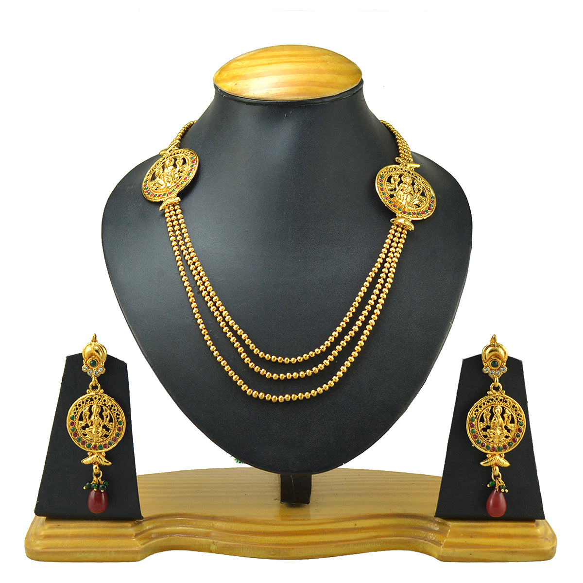 Gold-Polished Alloy Long Layered Goddess Necklace - The Pari | Swadesiicart