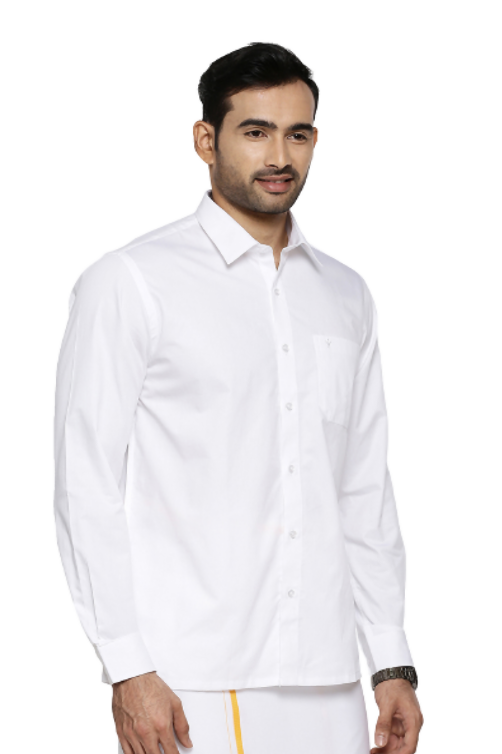 Ramraj Cotton Mens Full Sleeve Formal 100 % Cotton White Shirt | Swadesiicart