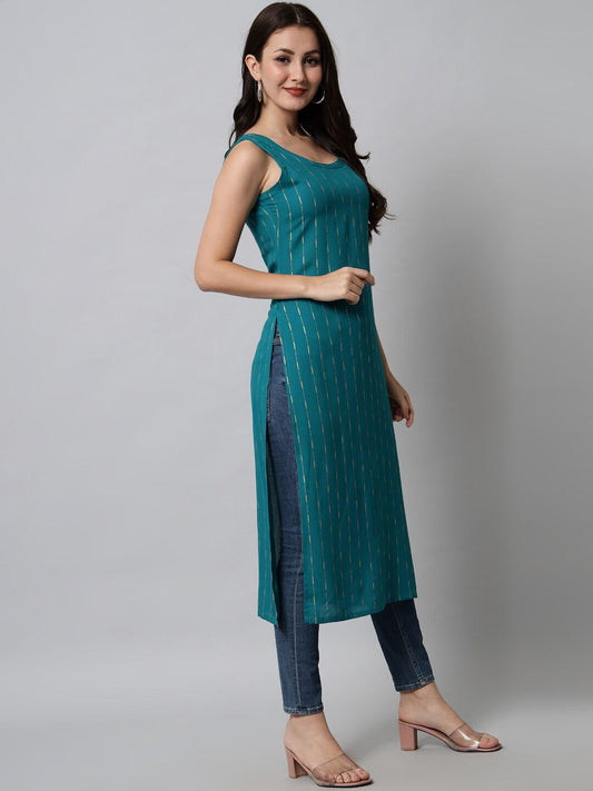 Kalini Women Turquoise Blue Printed Kurta - Swadesiicart