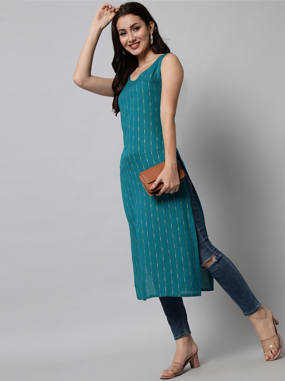 Kalini Women Turquoise Blue Printed Kurta - Swadesiicart