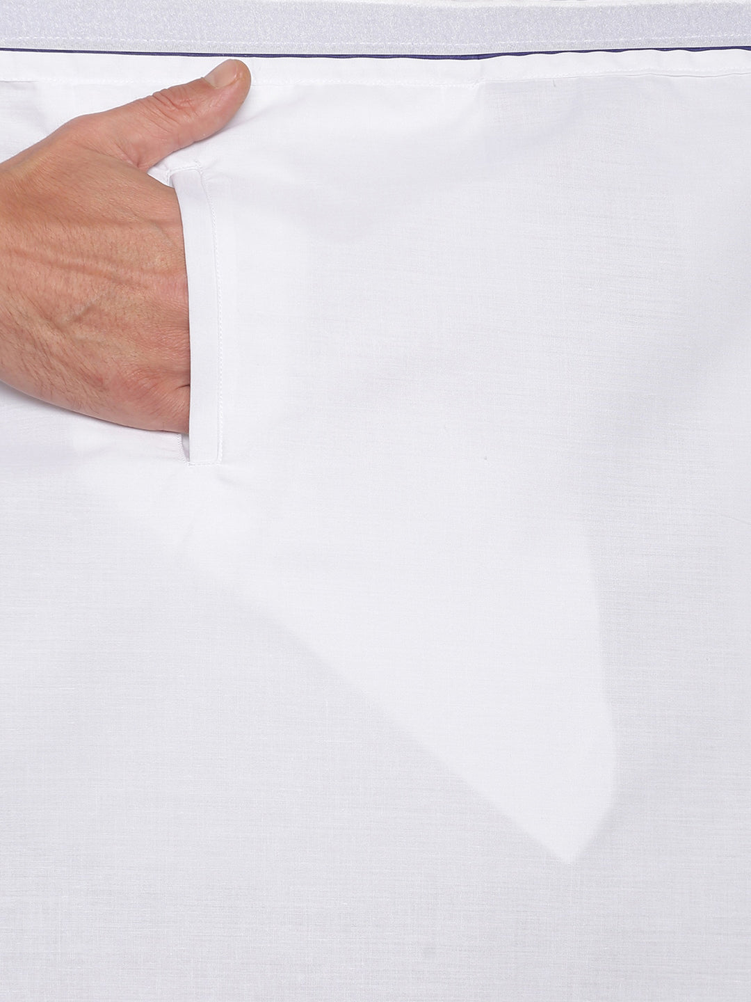 Sethukrishna Mens White Solid Readymade Cotton Dhoti | Swadesiicart