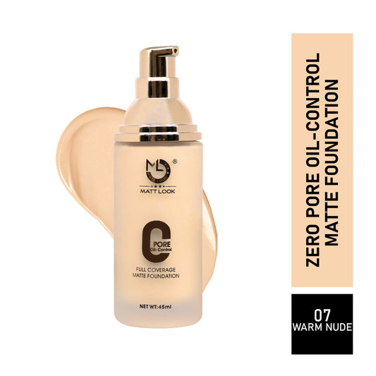 Matt Look Zero Pore Oil Control Full Coverage Matte Foundation - Warm Nude - Swadesiicart