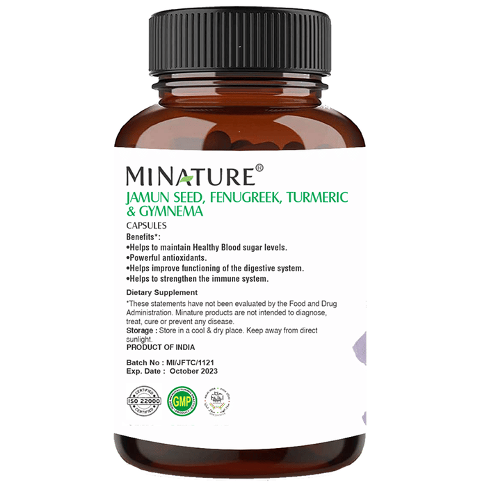 Minature Jamun Seed Fenugreek, Turmeric and Gymnema Powder Capsules | Swadesiicart