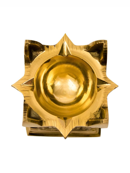 Spillbox Gold-Toned Brass Tulasi Deep Pooja Essential | Swadesiicart