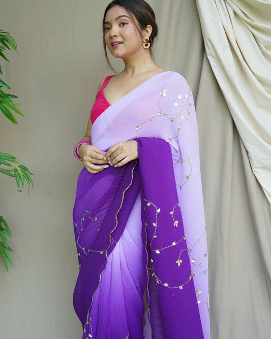 Vamsee Antara Purple Georgette Saree - Swadesiicart