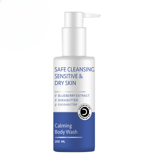 Dermistry Sensitive & Dry Skin Care Calming Soothing Body Wash Safe Soap Free Cleanser Blue Berry - Swadesiicart