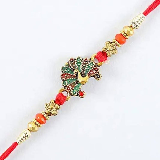 Beautiful Peacock Ethnic Rakhi & Soan Papdi | Swadesiicart
