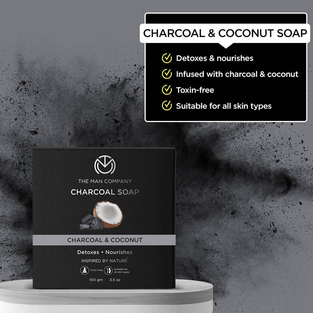 The Man Company Charcoal Soap Bar - Charcoal & Coconut - Swadesiicart