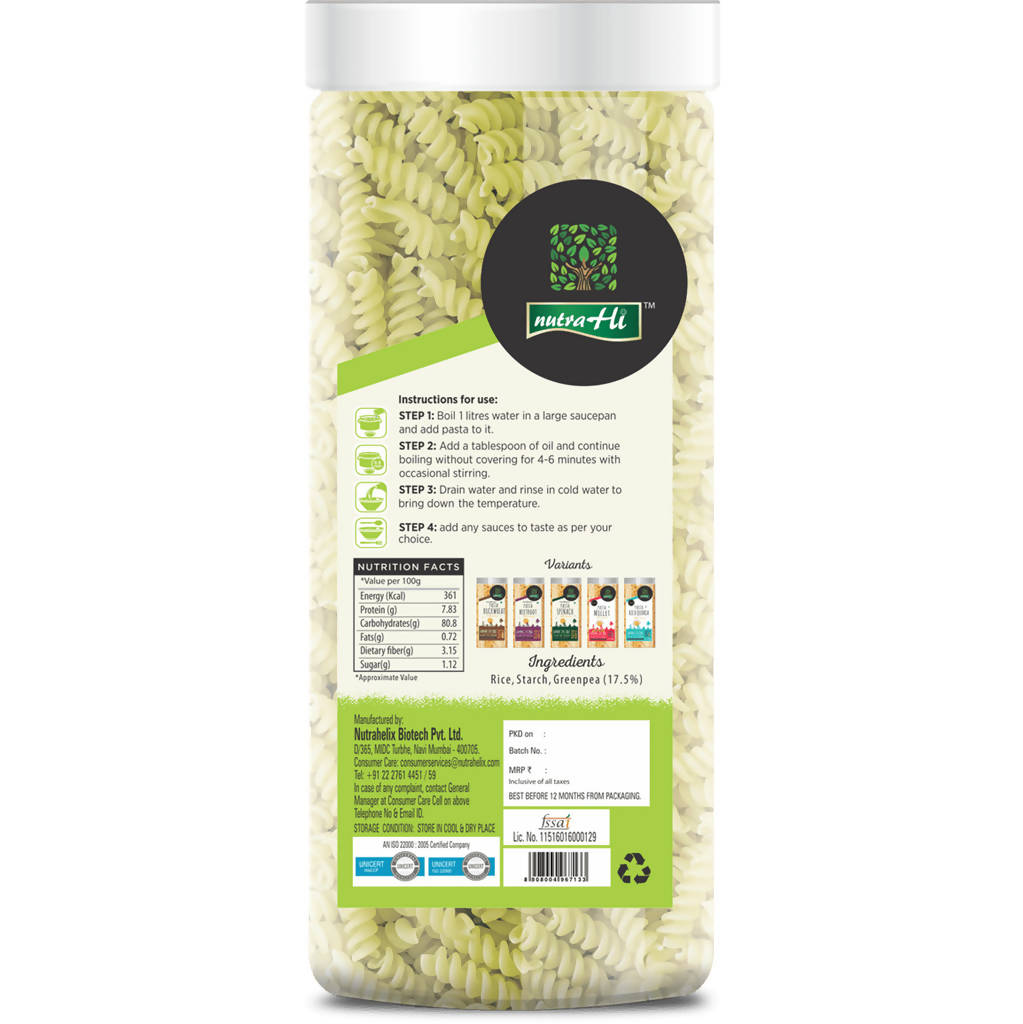 NutraHi Gluten-Free Pasta Greenpea - Swadesiicart