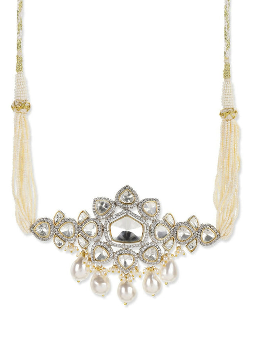 Kundan & Pearl Drop Choker- Ruby Raang | Swadesiicart