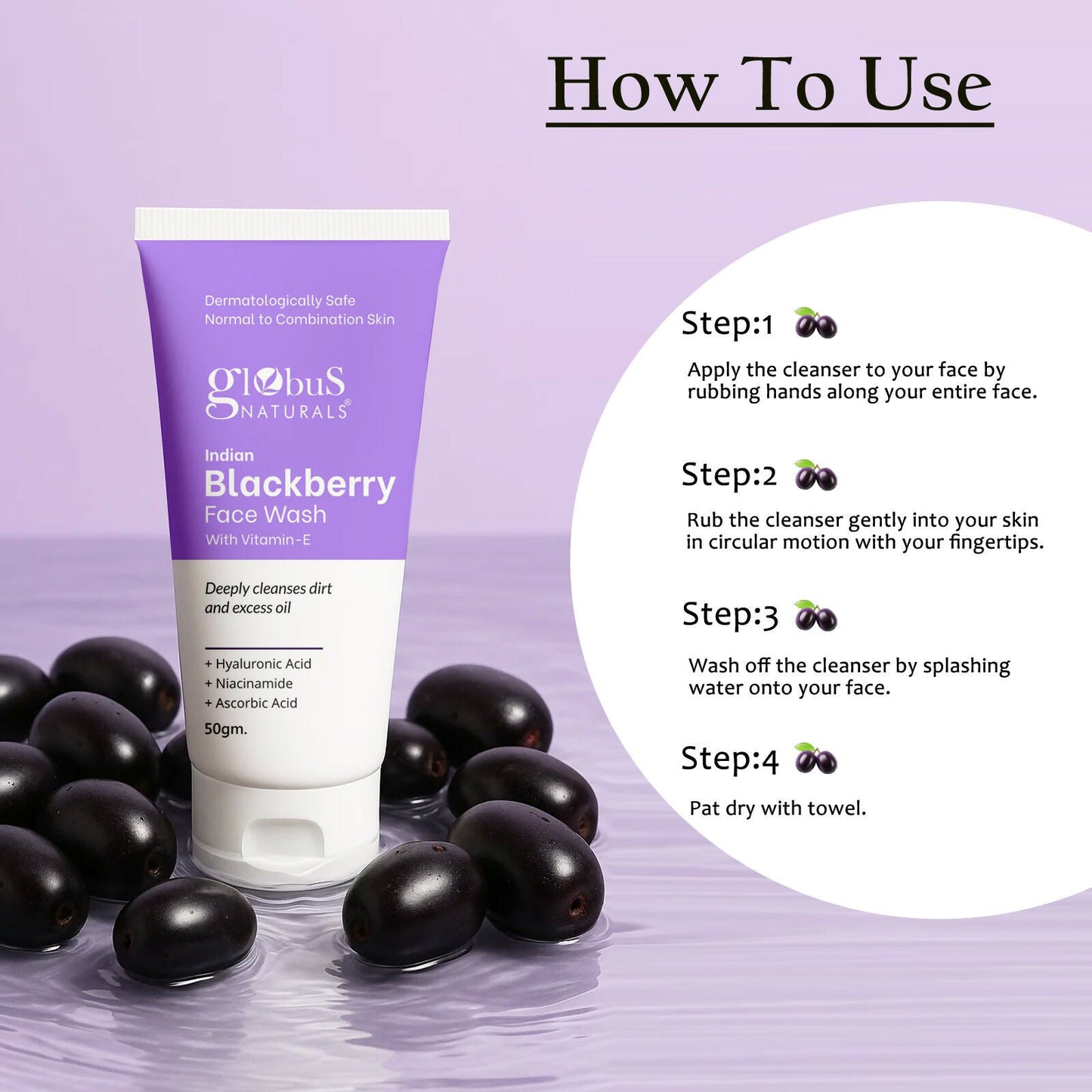 Globus Naturals Indian Blackberry Face Wash with Vitamin E | Swadesiicart