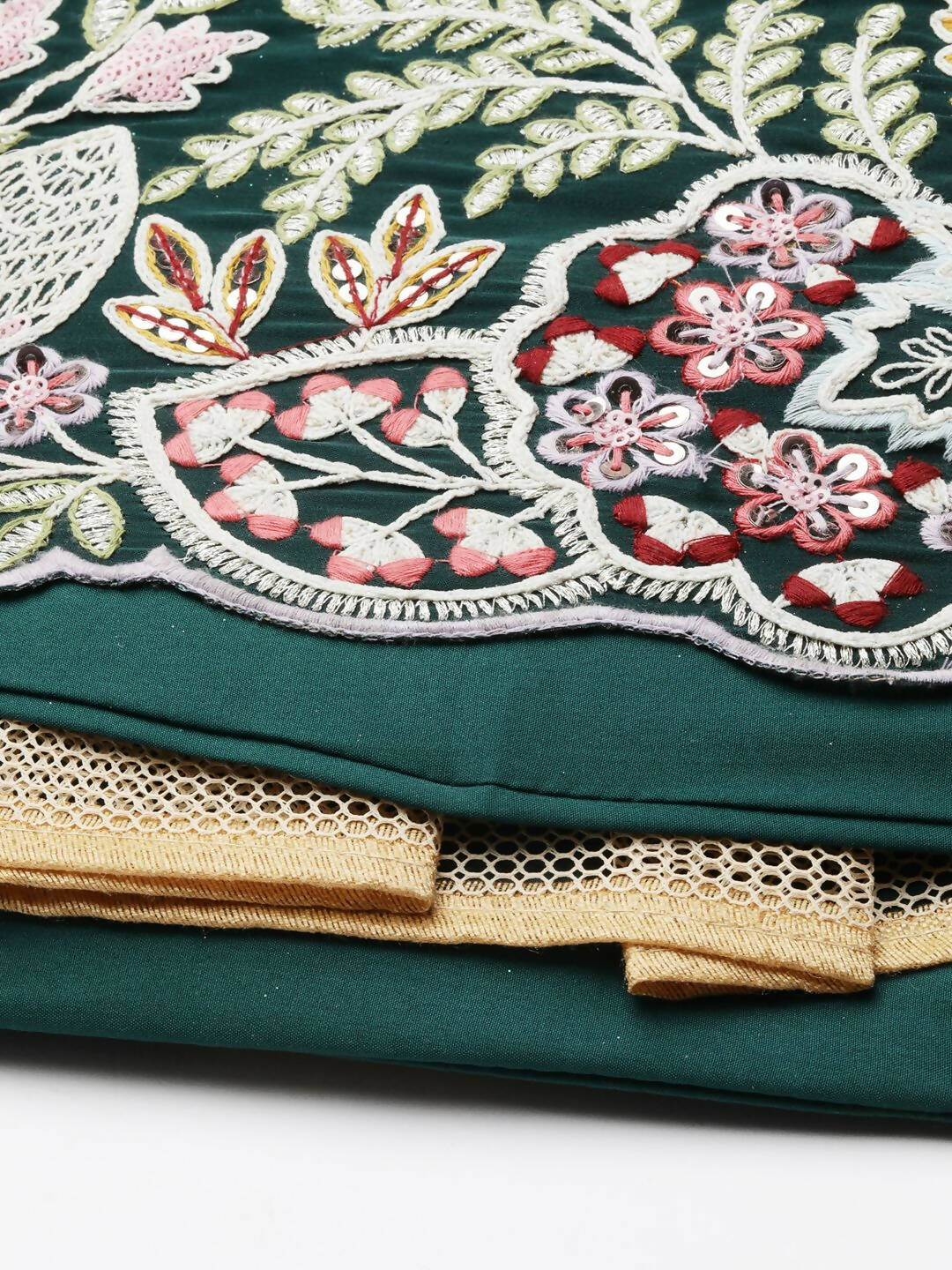 House of Panchhi Green Georgette Sequins and thread embroidery Lehenga choli & Dupatta | Swadesiicart