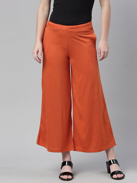 Souchii Women Orange Knitted Palazzo
