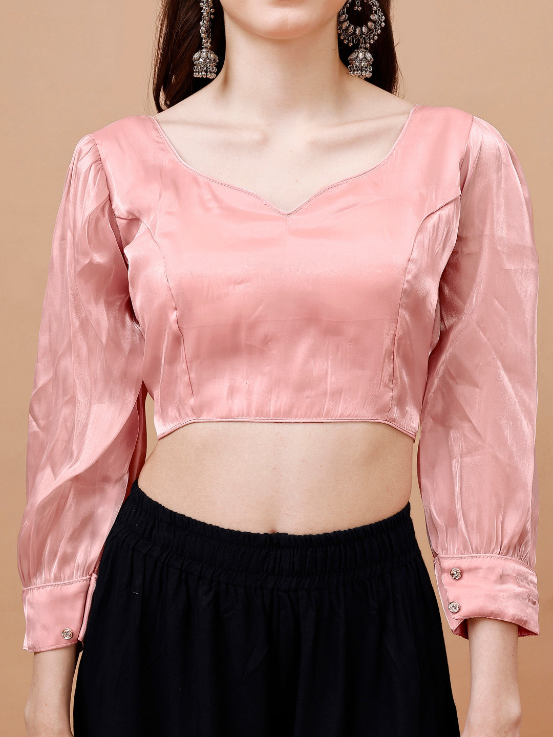 Tikhi Imli Sweetheart Neck Organza Swadesiicart Blouse