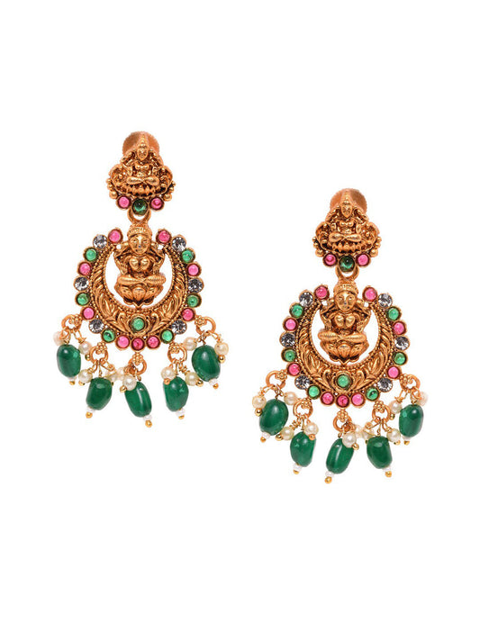 Saraf RS Jewellery Gold-Polished Stone-Studded Jewellery Set - Swadesiicart