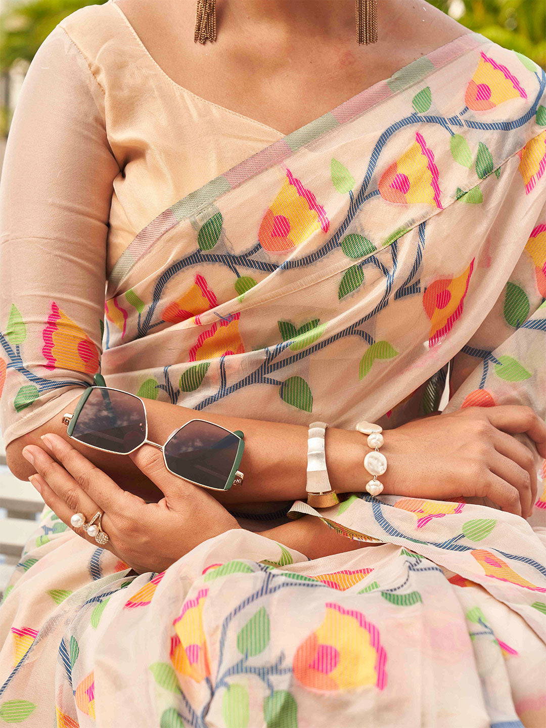 Tikhi Imli Floral Organza Ready to wear Saree | Swadesiicart