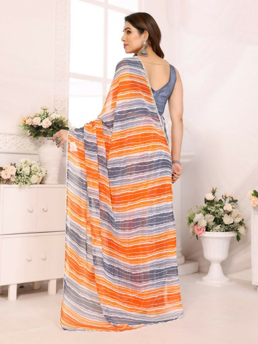 Designer Partywear Multi Georgette Fancy Saree - Satrangi | Swadesiicart