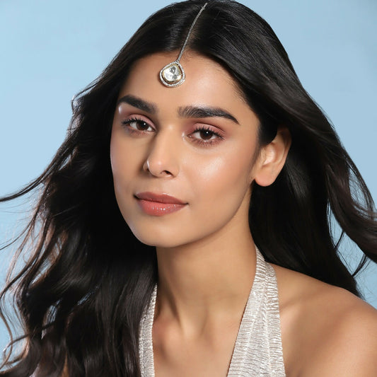 Silver Kundan Maang Tikka- Ruby Raang | Swadesiicart