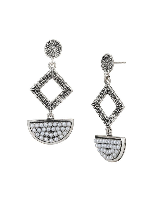 925 Sterling Silver Rhodium Plated Contemporary Stud Earring - Wahe Jewels - Swadesiicart