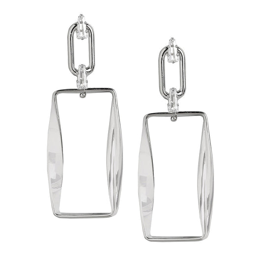Gold-Polished & Crystal Square Drop Earring For Women - Wahe Jewels - Swadesiicart